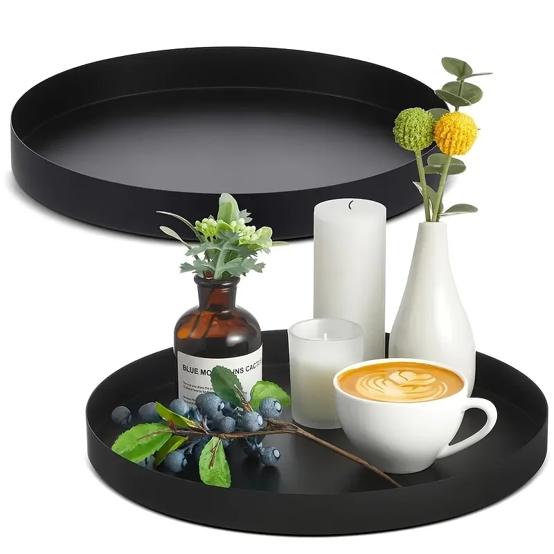 Candle Holder Supplies - Plateau circulaire ABS noir moderne avec