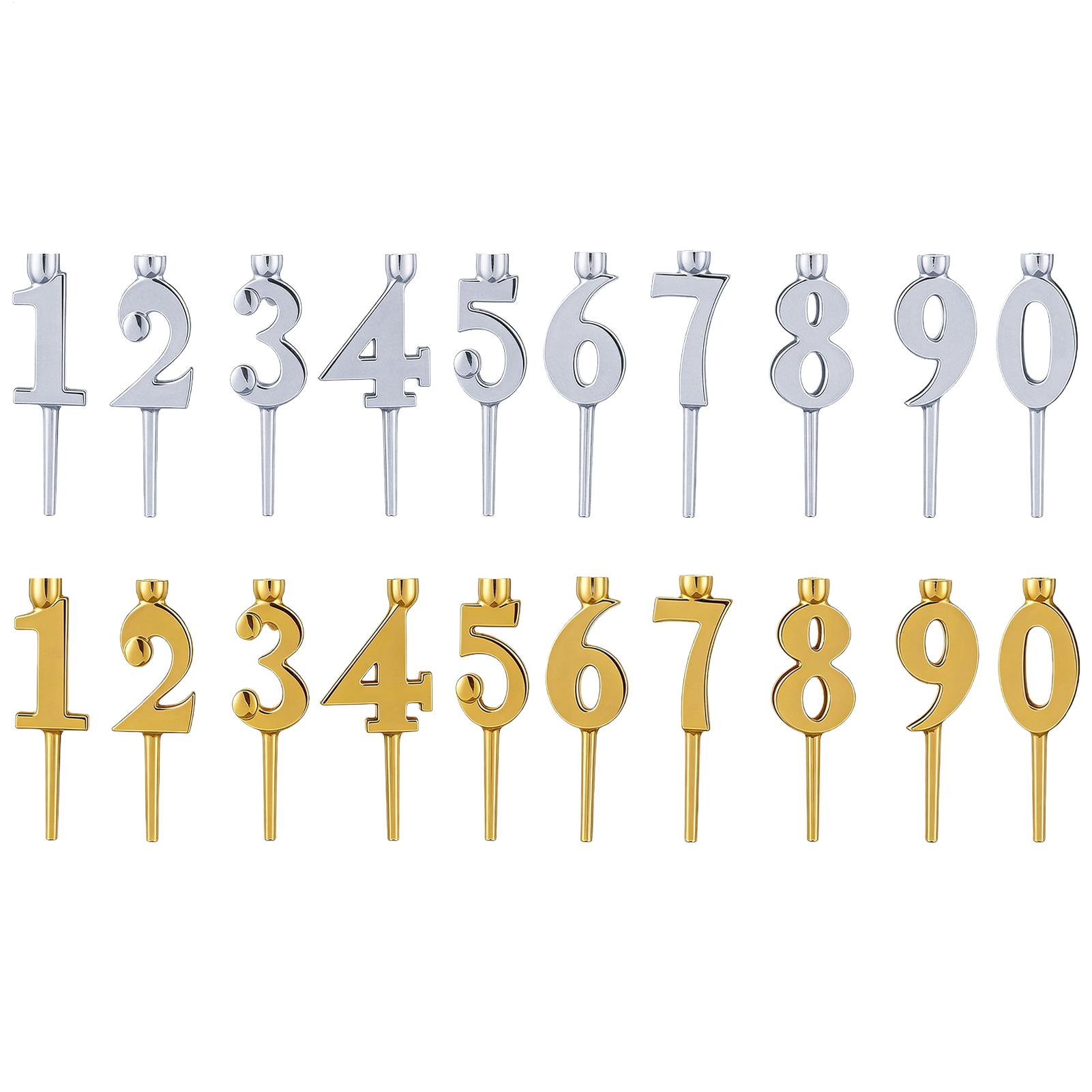 Candle Holder Supplies - Bougeoirs d'anniversaire numériques pour gâteau, 10
