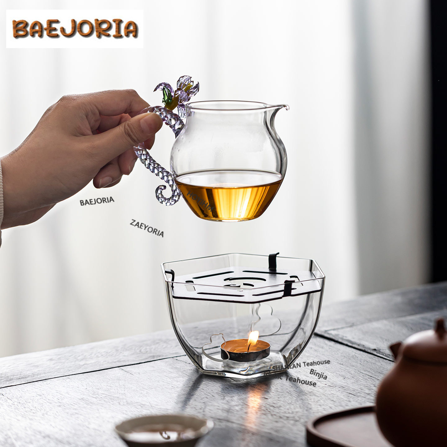 Candle Holder Supplies - Support chauffe-thé en verre hexagonal en